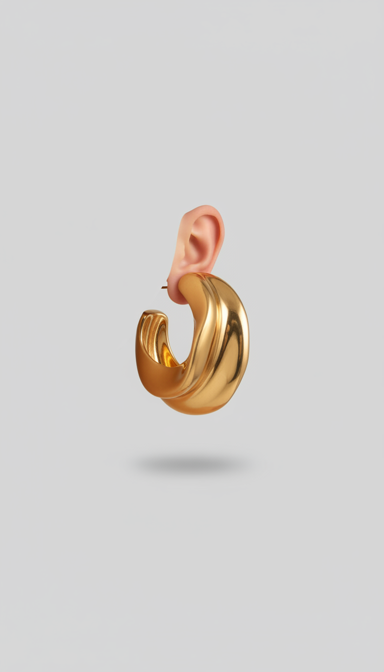 Sculptural Hoop Earrings in Matte Gold