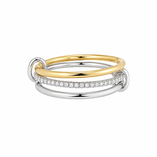 Three-circle stacking moissanite ring in sterling silver