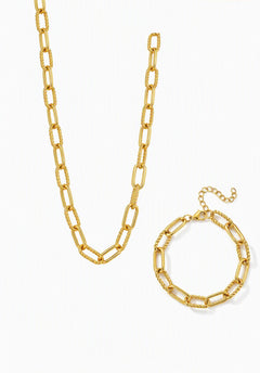 Gold Paperclip Chain Set