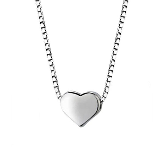 Minimalist Heart Pendant Necklace - Silver