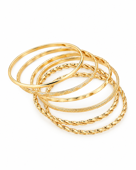 6-Piece Gold Stacking Bracelet Set