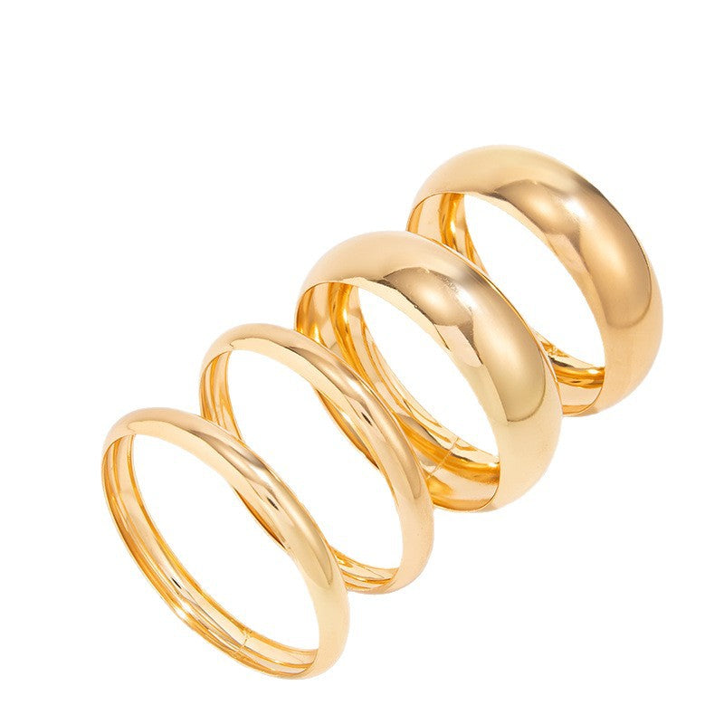 Wide Stacking Bangle Set Gold