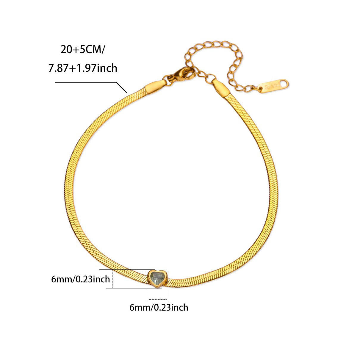 Heart charm anklet on foot with sandals