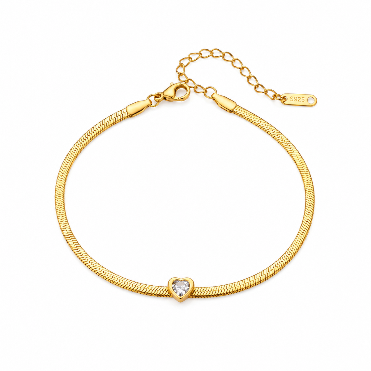 Gold Heart Charm Anklet