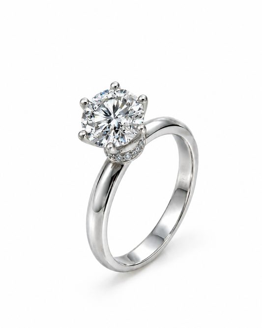 1ct Moissanite Solitaire Engagement Ring — Sterling Silver, GRA Certified