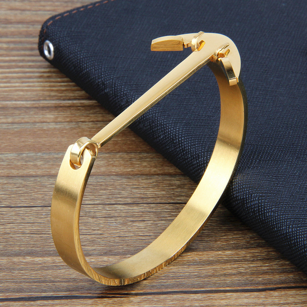 Gold Anchor Chain Bracelet worn
